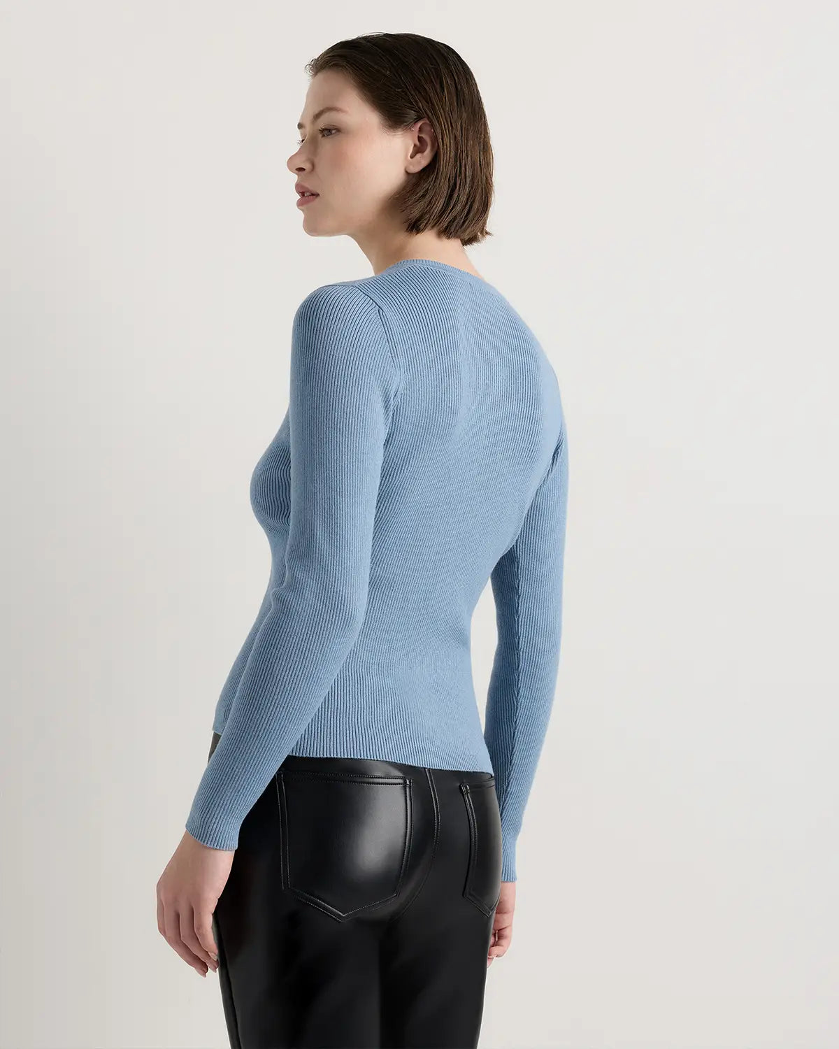 Cotton Cashmere Fitted Ribbed Cardigan - US 1529