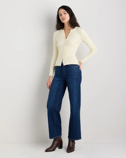 Cotton Cashmere Fitted Ribbed Cardigan - US 0903