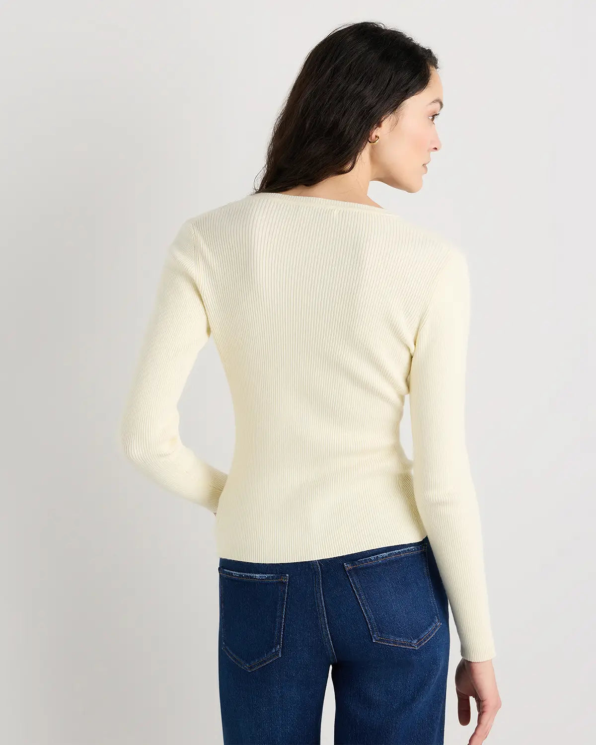 Cotton Cashmere Fitted Ribbed Cardigan - US 0903
