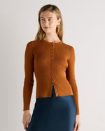 Cotton Cashmere Fitted Ribbed Cardigan - US 4868