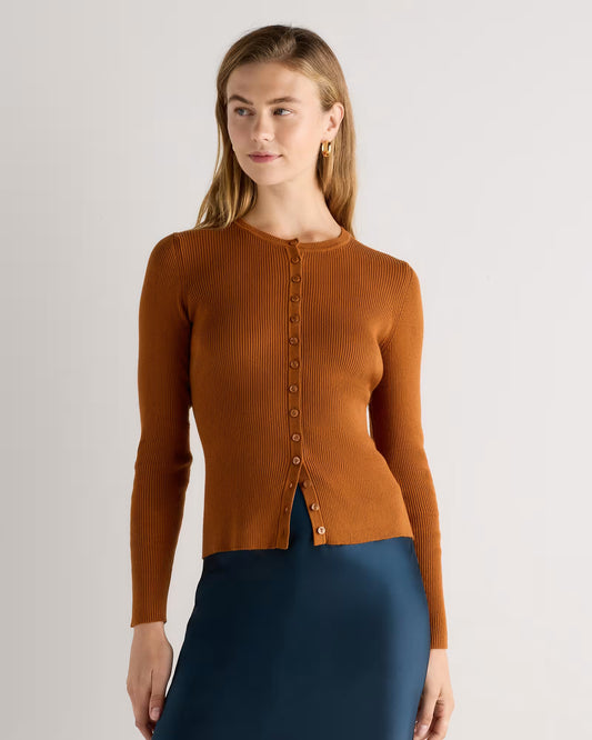 Cotton Cashmere Fitted Ribbed Cardigan - US 4868