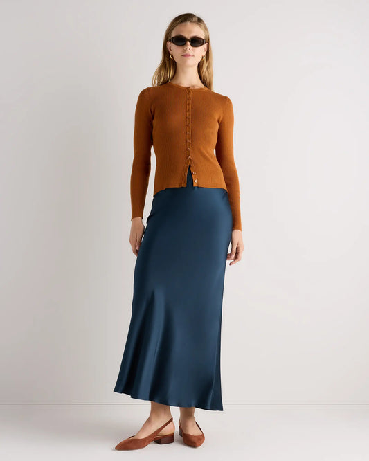 Cotton Cashmere Fitted Ribbed Cardigan - US 4868
