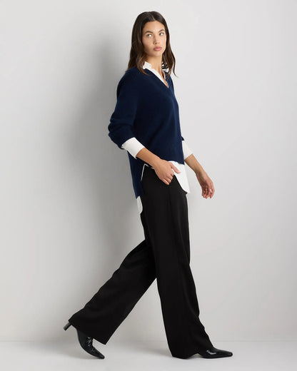 100% Mongolian Cashmere Layered V-Neck Sweater - US 9694