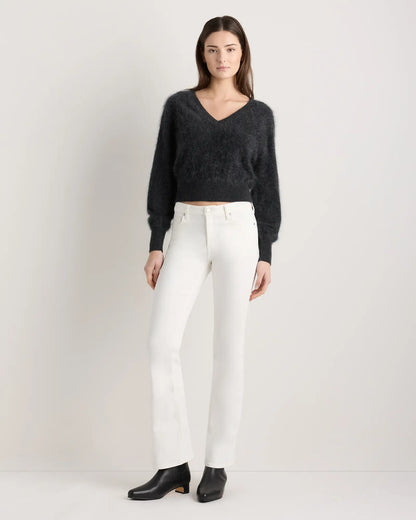 Brushed Cashmere Shrunken V-Neck Sweater - US 7877