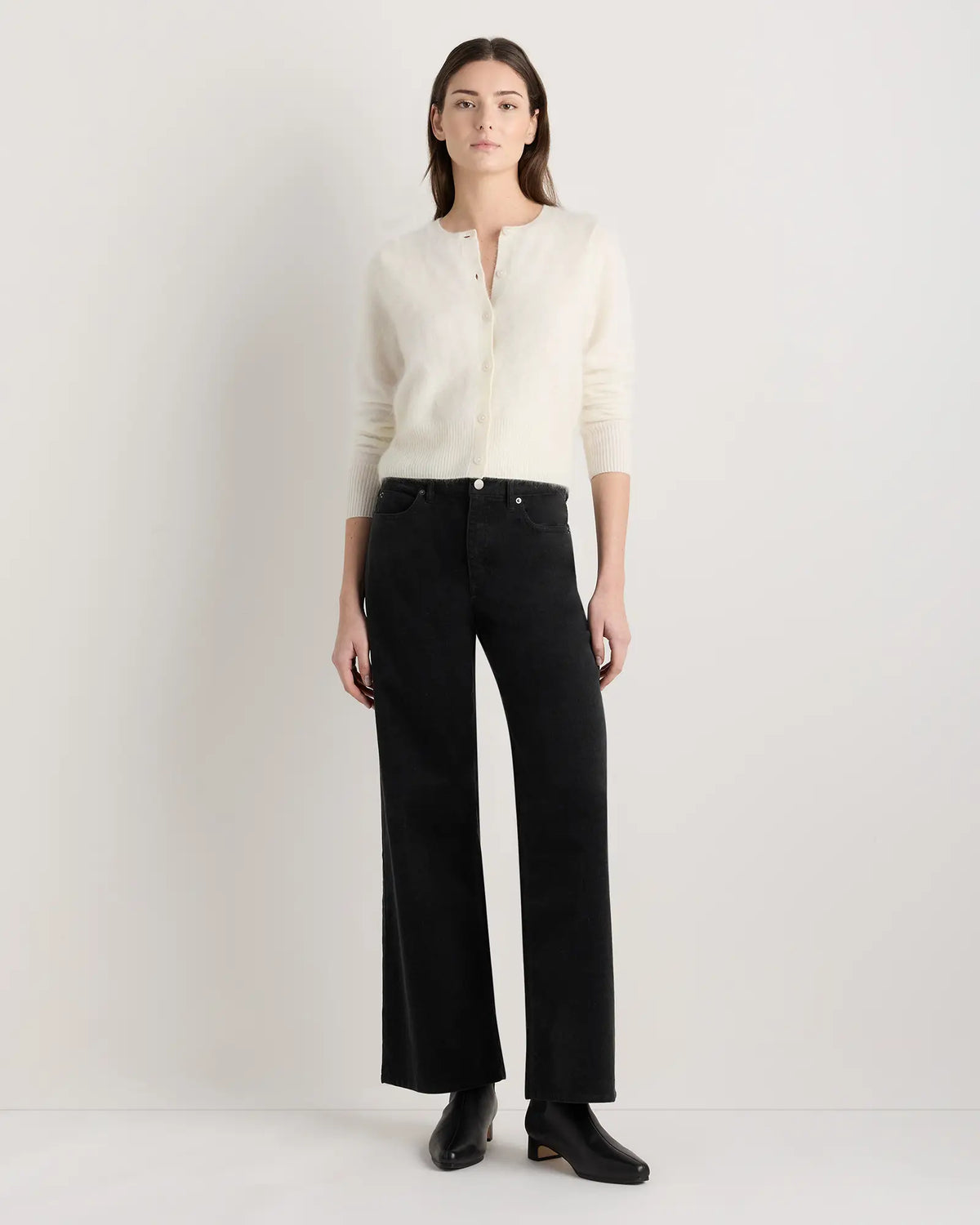 Brushed Cashmere Cropped Crewneck Cardigan - US 2258