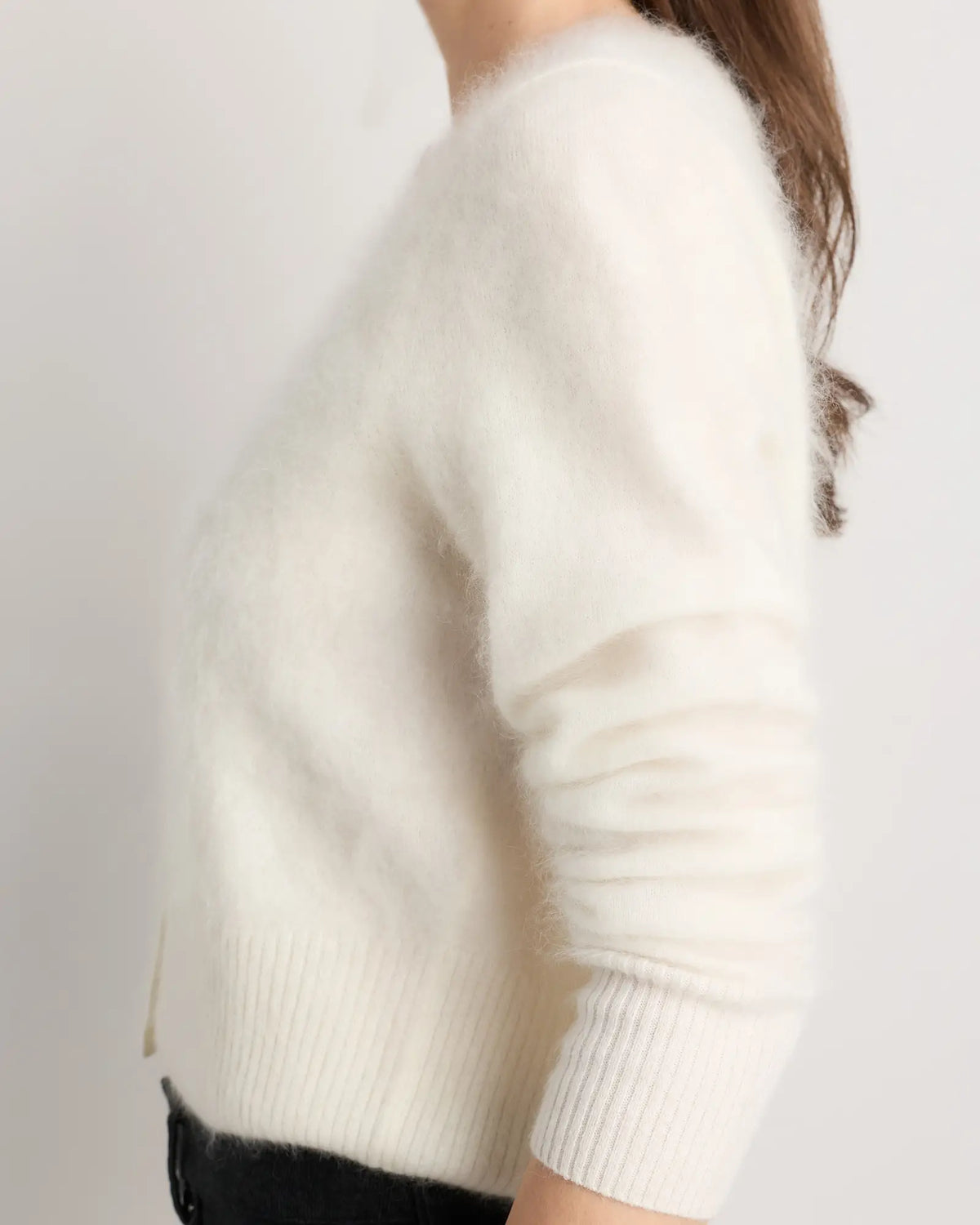 Brushed Cashmere Cropped Crewneck Cardigan - US 2258