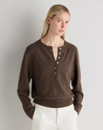 Mongolian Cashmere Dolman Sleeve Henley Sweater - US 2972