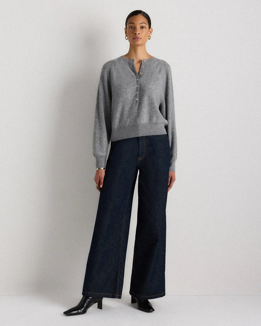 Mongolian Cashmere Dolman Sleeve Henley Sweater - US 2473
