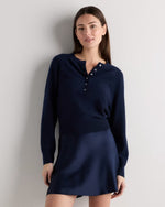 Mongolian Cashmere Dolman Sleeve Henley Sweater - US 5566