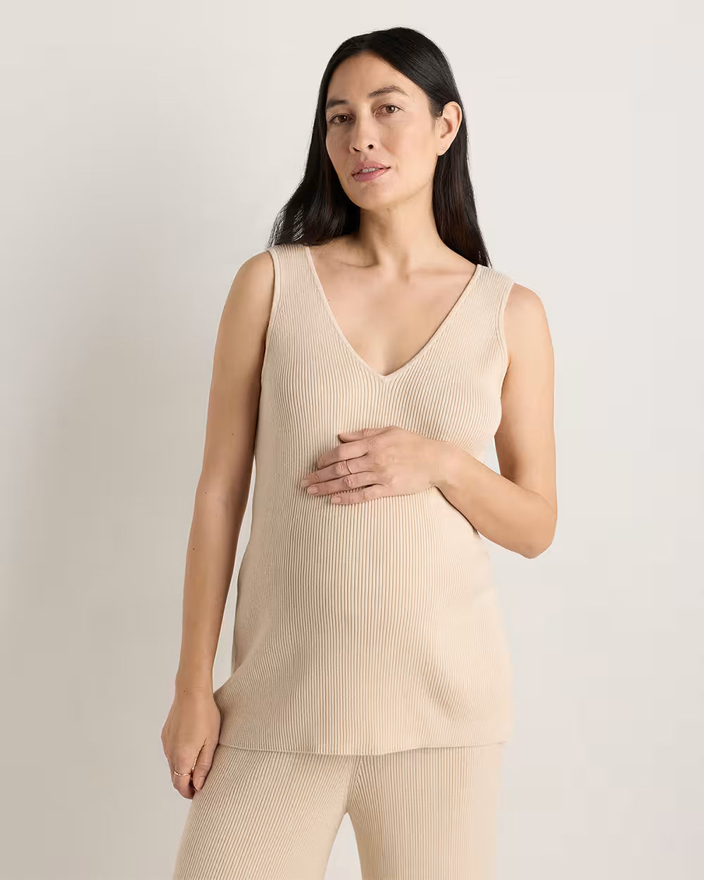 Cotton Cashmere Maternity and Nursing V-Neck Tank - US 7498
