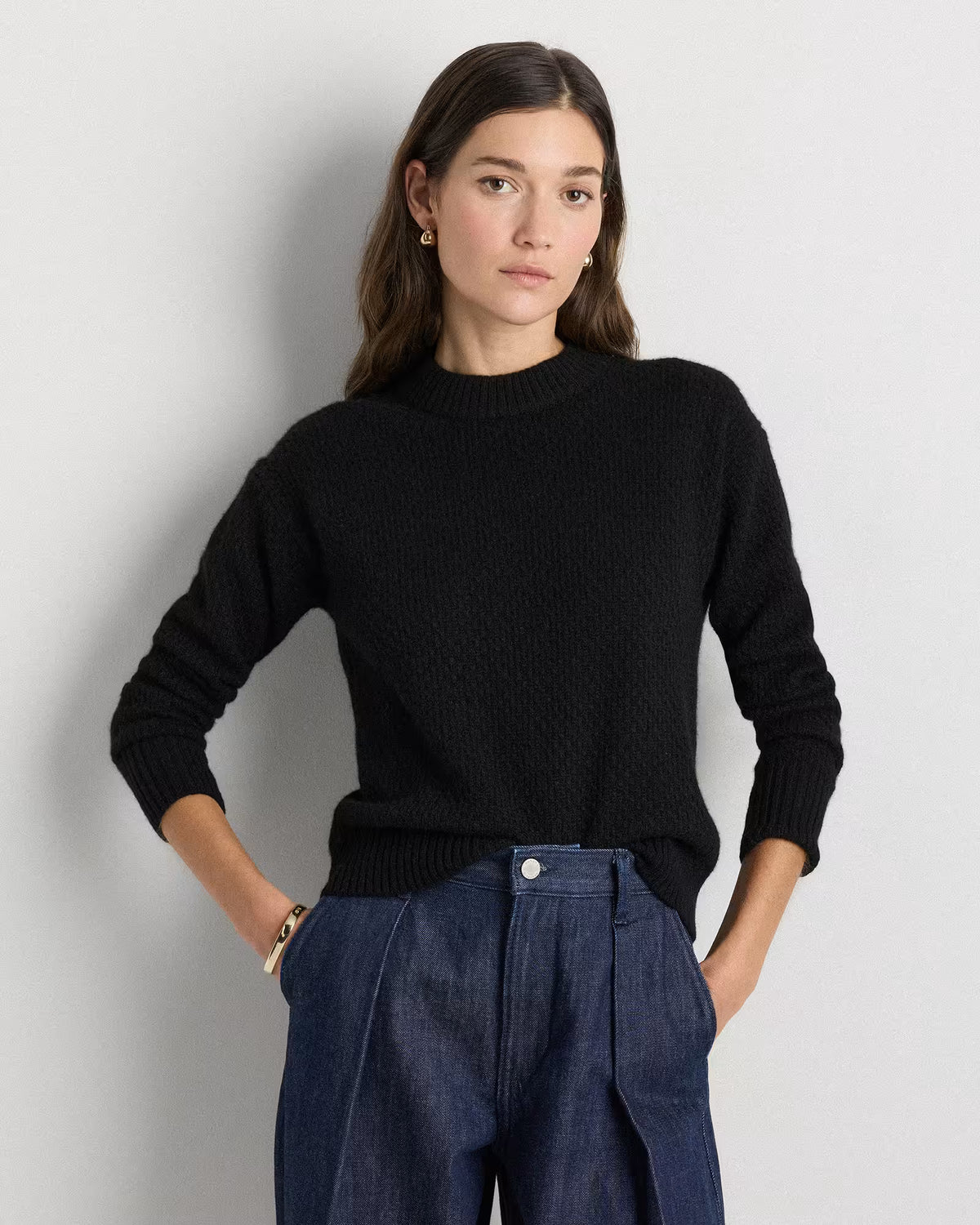 100% Yak Wool Diamond Stitch Crew - US 9697