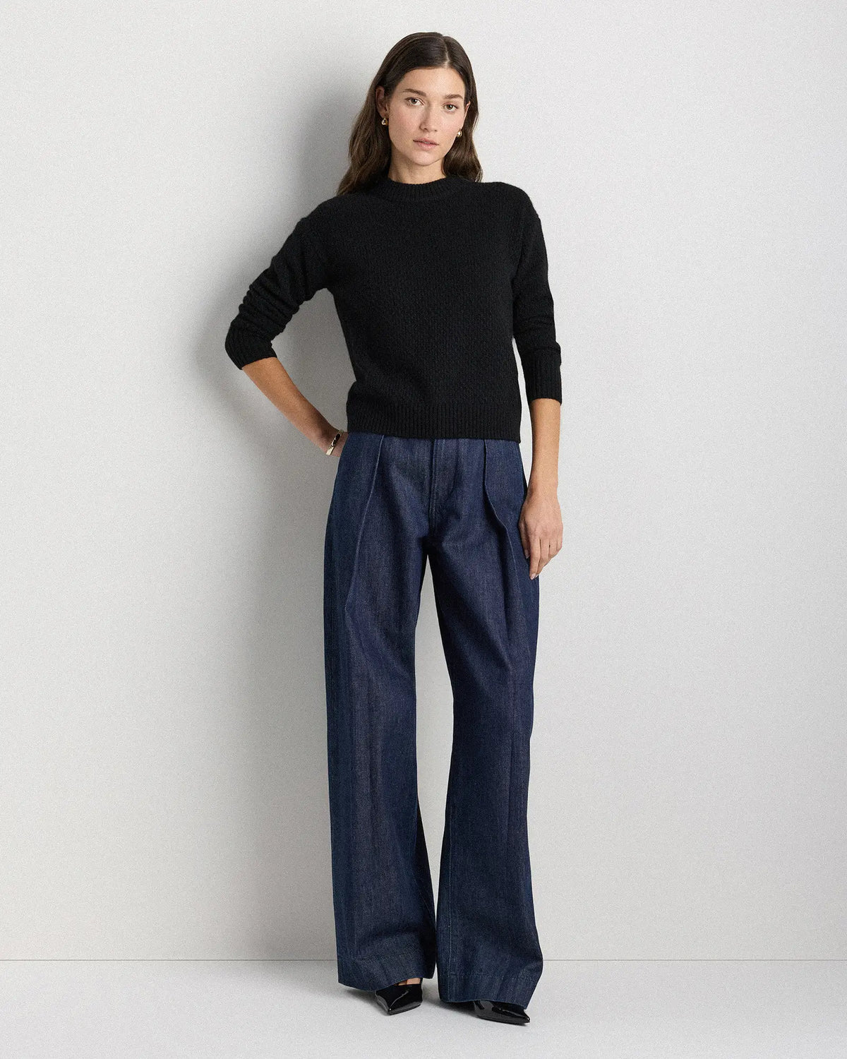 100% Yak Wool Diamond Stitch Crew - US 9697