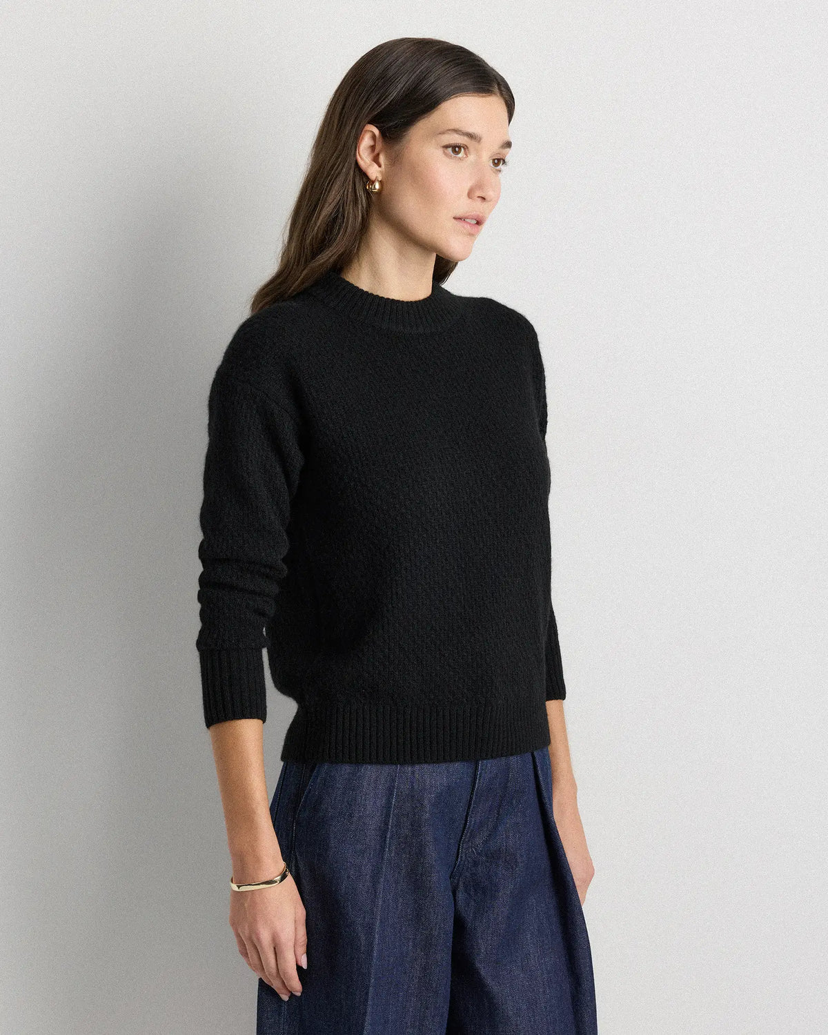 100% Yak Wool Diamond Stitch Crew - US 9697
