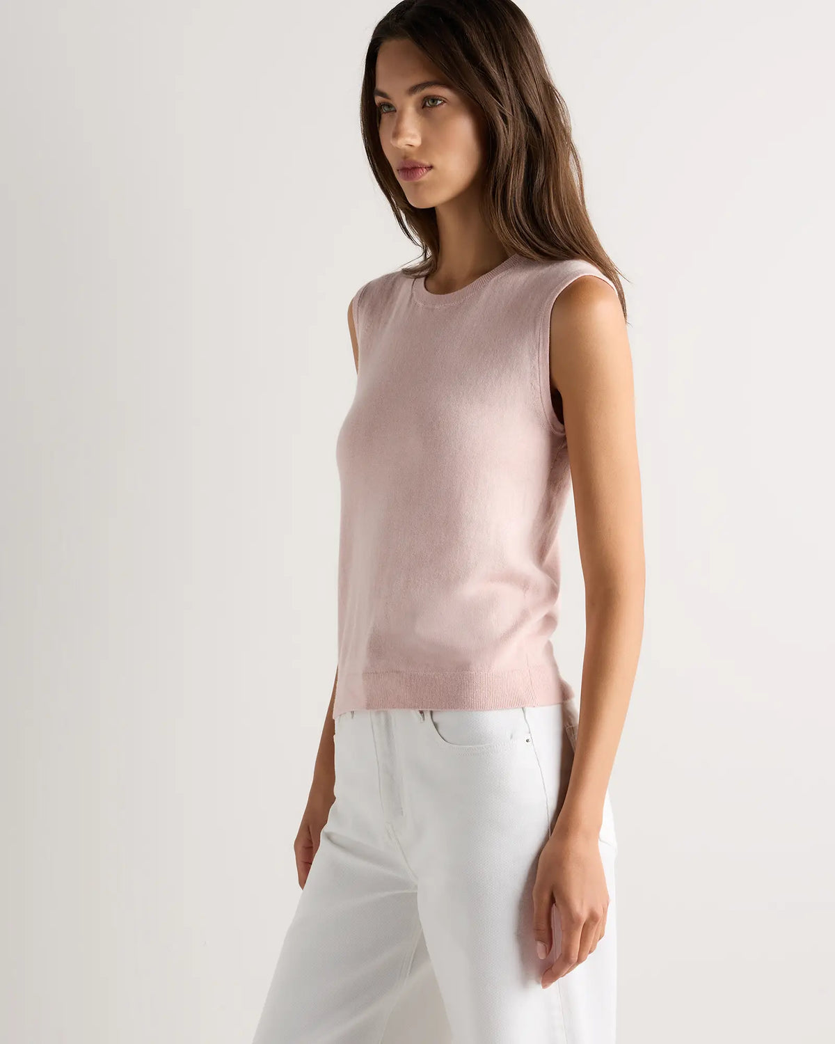 Lightweight Cotton Cashmere Sweater Tank - US 5729