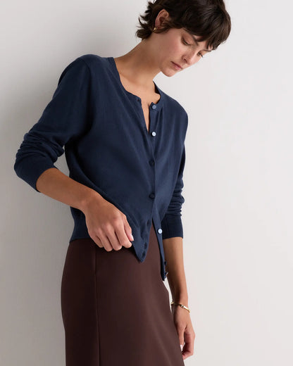 Lightweight Cotton Cashmere Crew Cardigan - US 2989