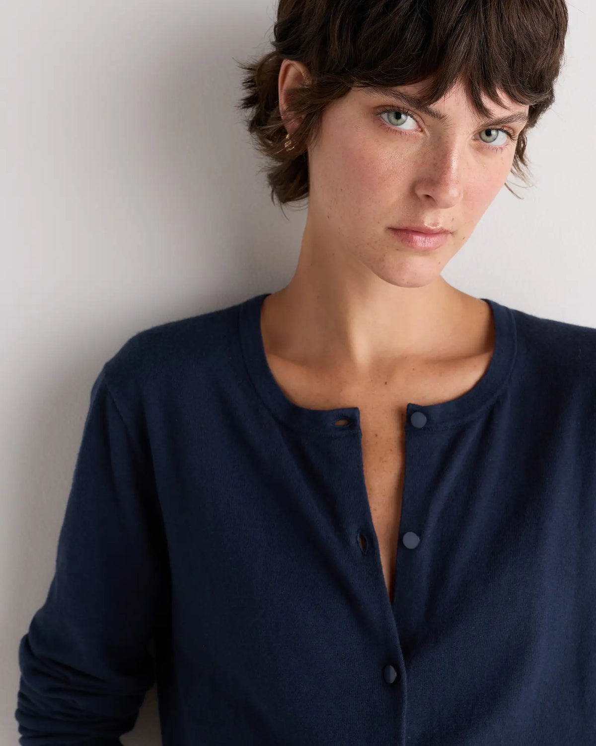 Lightweight Cotton Cashmere Crew Cardigan - US 2989