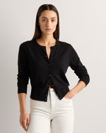 Lightweight Cotton Cashmere Crew Cardigan - US 5954