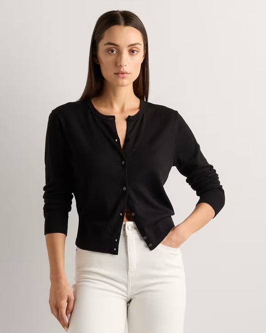 Lightweight Cotton Cashmere Crew Cardigan - US 5954
