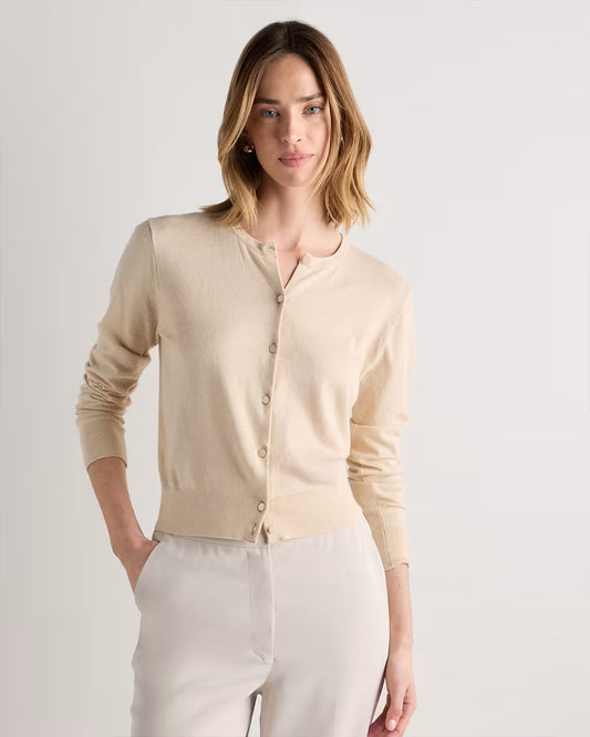 Lightweight Cotton Cashmere Crew Cardigan - US 5241