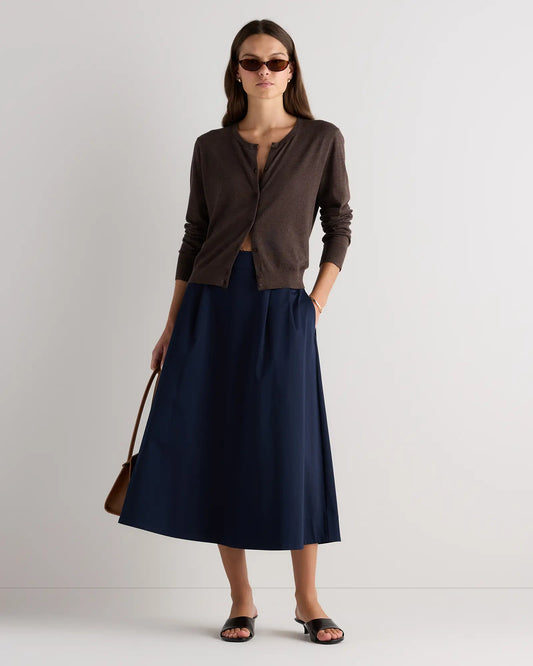 Lightweight Cotton Cashmere Crew Cardigan - US 5242