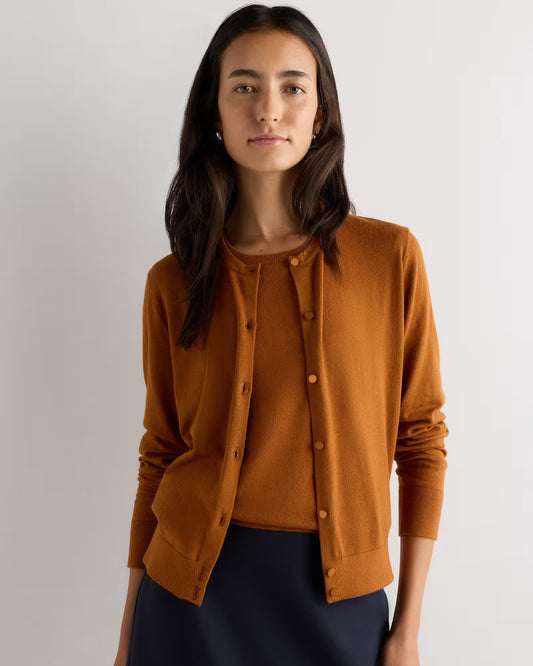 Lightweight Cotton Cashmere Crew Cardigan - US 0333