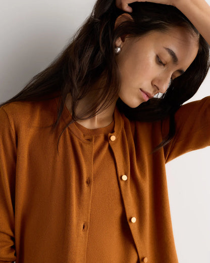 Lightweight Cotton Cashmere Crew Cardigan - US 0333