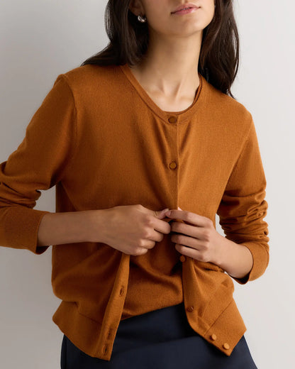 Lightweight Cotton Cashmere Crew Cardigan - US 0333