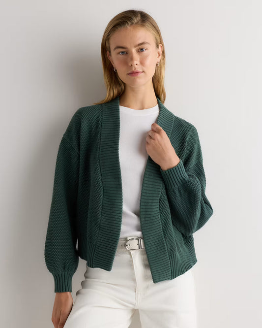 100% Organic Cotton Waffle Stitch Open Cardigan - US 8499