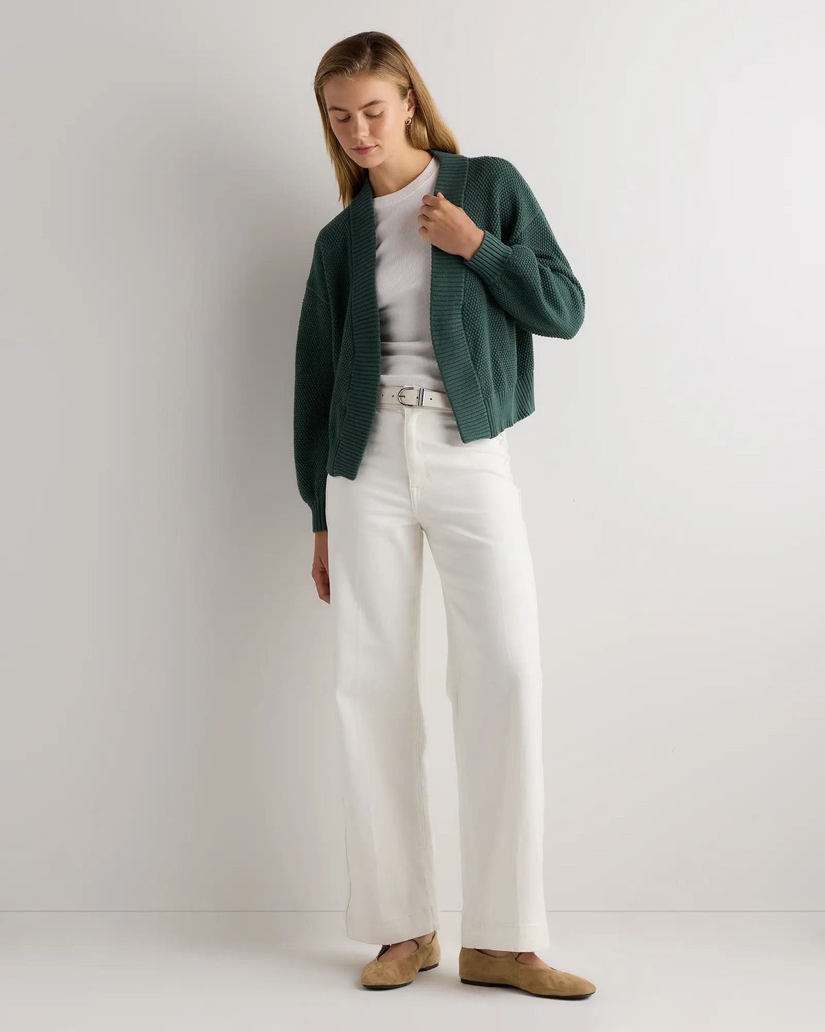 100% Organic Cotton Waffle Stitch Open Cardigan - US 8499