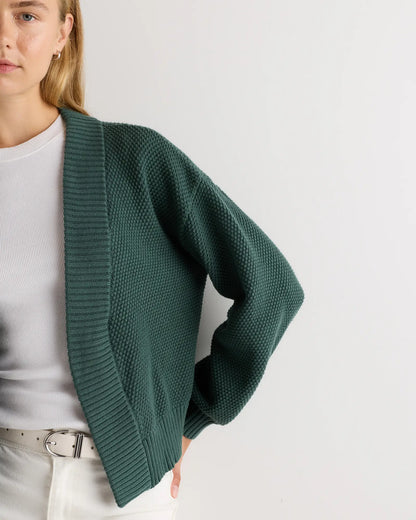 100% Organic Cotton Waffle Stitch Open Cardigan - US 8499