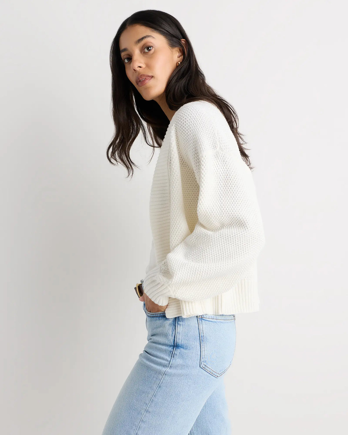 100% Organic Cotton Waffle Stitch Open Cardigan - US 0263