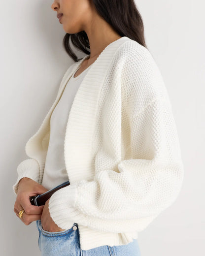 100% Organic Cotton Waffle Stitch Open Cardigan - US 0263