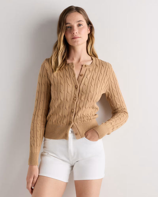 100% Organic Cotton Cable Crew Cardigan - US 3686