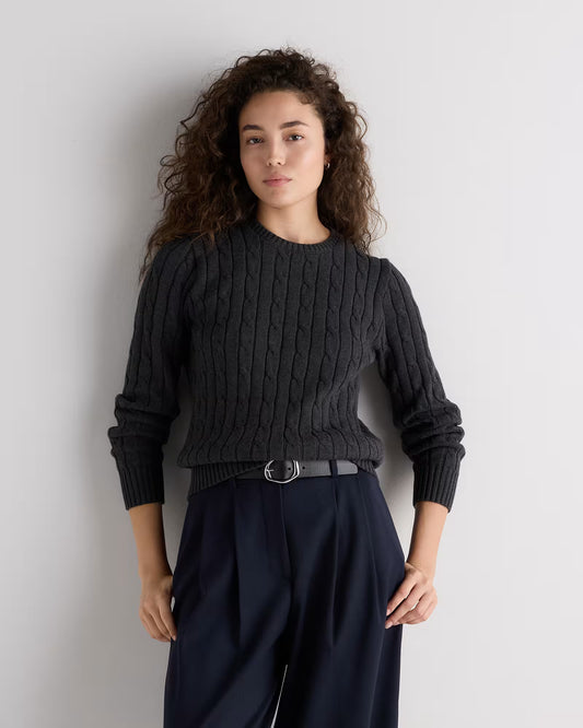 100% Organic Cotton Cable Crewneck Sweater - US 6015