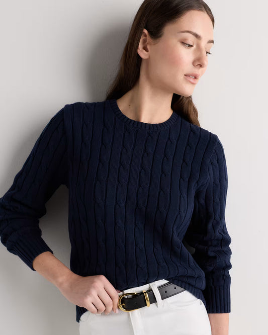 100% Organic Cotton Cable Crewneck Sweater - US 7180