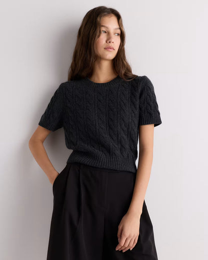 Mongolian Cashmere Shrunken Cable Tee - US 7216