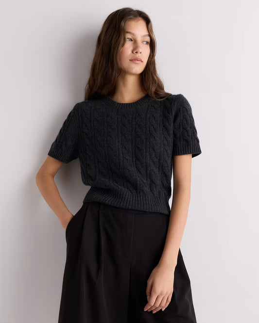 Mongolian Cashmere Shrunken Cable Tee - US 7216