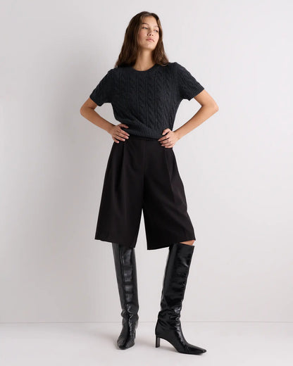 Mongolian Cashmere Shrunken Cable Tee - US 7216