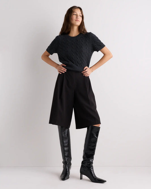 Mongolian Cashmere Shrunken Cable Tee - US 7216