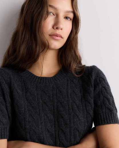 Mongolian Cashmere Shrunken Cable Tee - US 7216