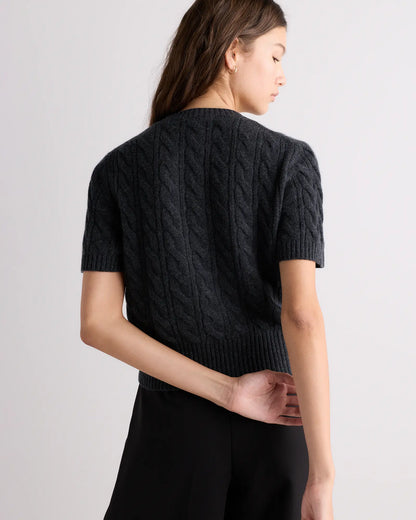 Mongolian Cashmere Shrunken Cable Tee - US 7216
