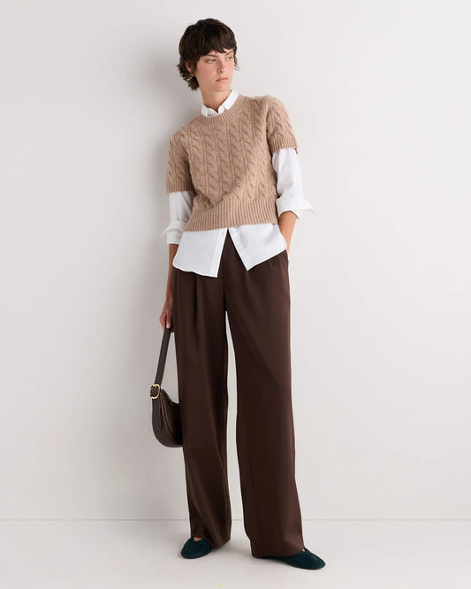 Mongolian Cashmere Shrunken Cable Tee - US 5606