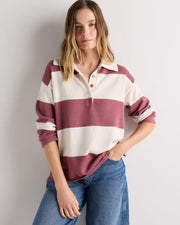 Bone / Crushed Berry Purple Rugby Stripe