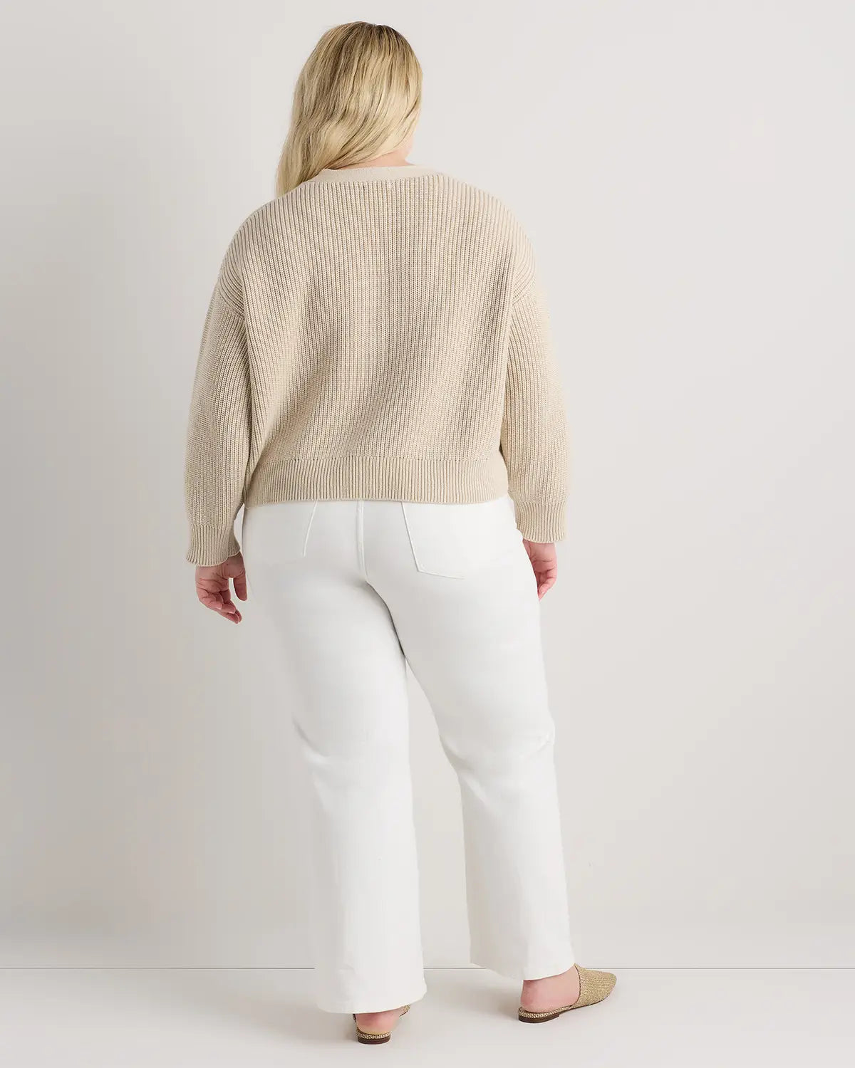 100% Organic Cotton Fisherman Boxy Cropped Cardigan - US 1383