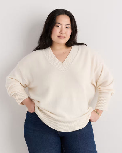 Mongolian Cashmere Oversized V-Neck Sweater - US 9749