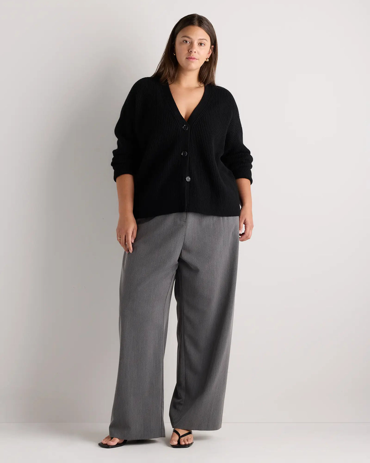 Mongolian Cashmere Fisherman Boxy Cropped Cardigan Sweater - US 1069