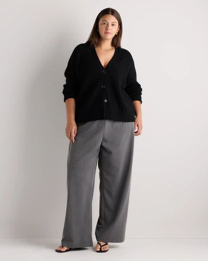 Mongolian Cashmere Fisherman Boxy Cropped Cardigan Sweater - US 1069