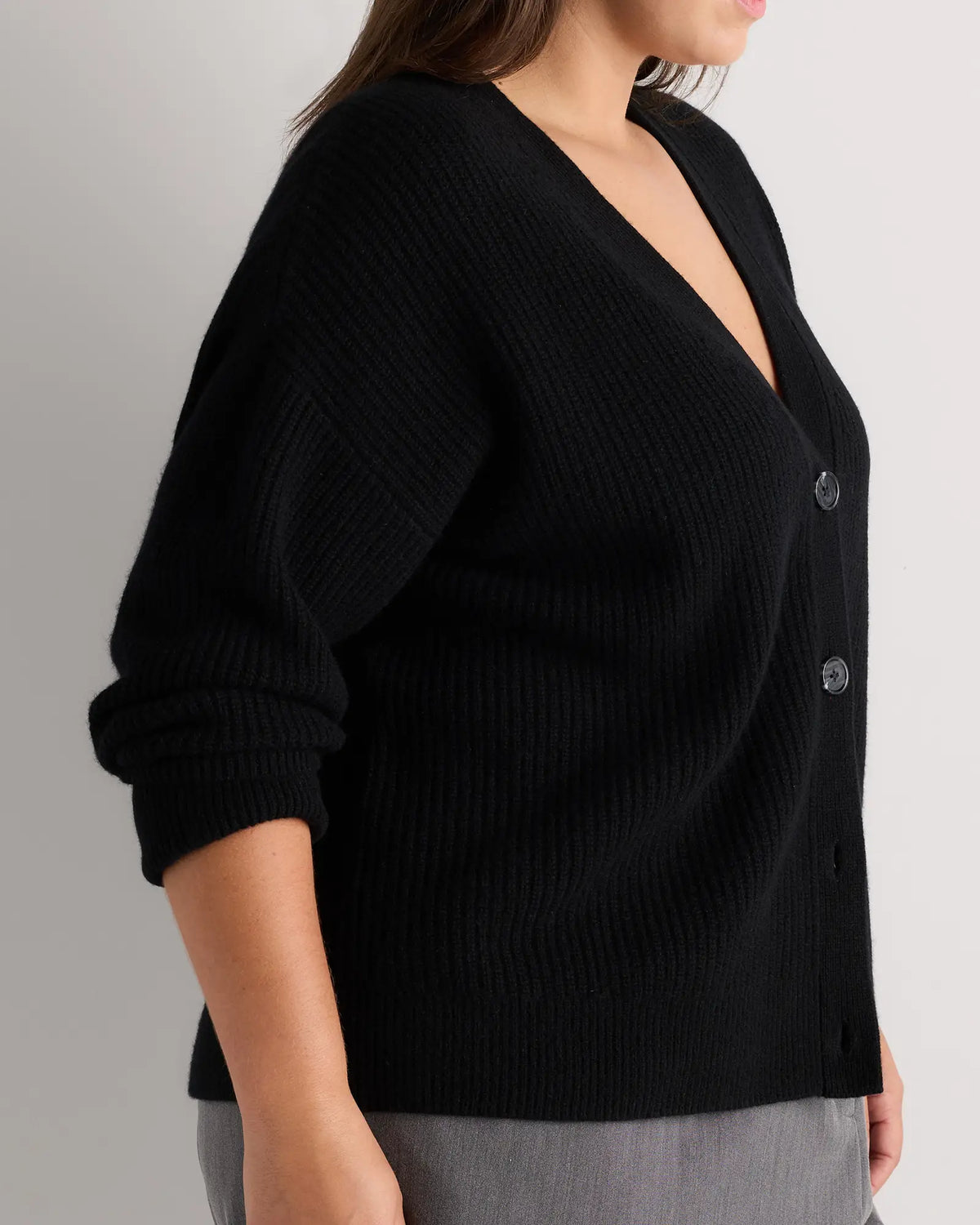 Mongolian Cashmere Fisherman Boxy Cropped Cardigan Sweater - US 1069