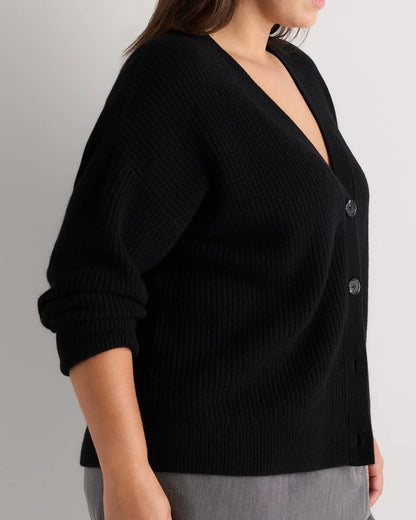 Mongolian Cashmere Fisherman Boxy Cropped Cardigan Sweater - US 1069
