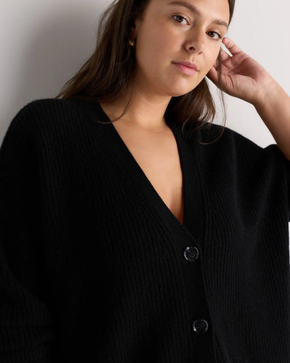 Mongolian Cashmere Fisherman Boxy Cropped Cardigan Sweater - US 1069